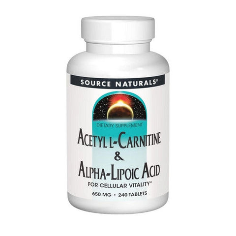 Source Naturals, Acetyl L-Carnitine And Alpha-Lipoic Acid, 650 Mg, 240 Tabs Source Naturals