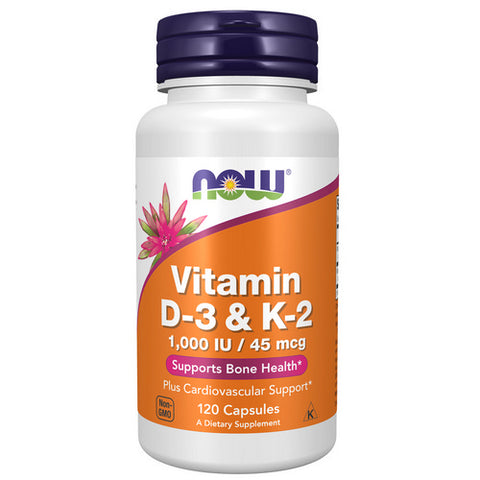 Now Foods, Vitamin D-3 & K-2, 45 Mcg, 120 Caps Now Foods