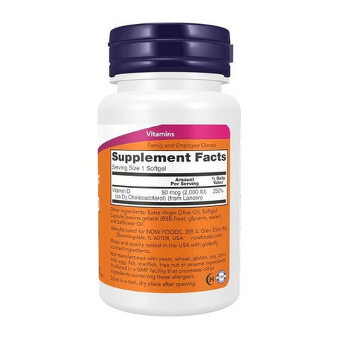 Now Foods, Vitamin D-3, 2000 IU, 240 Softgels Now Foods