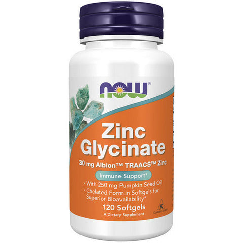 Now Foods, Zinc Glycinate Softgels, 30 Mg, 120 Count Now Foods