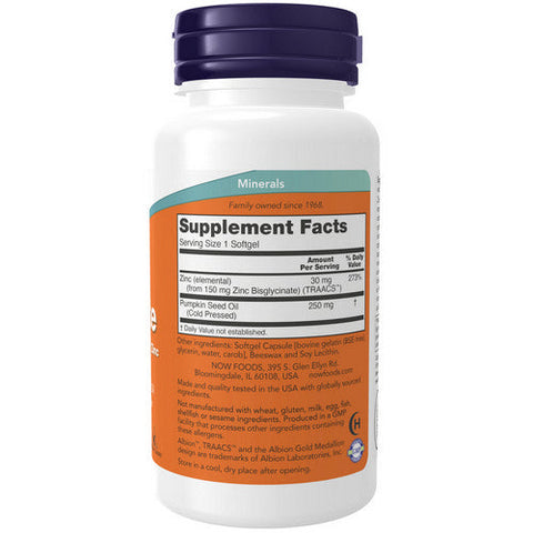 Now Foods, Zinc Glycinate Softgels, 30 Mg, 120 Count Now Foods