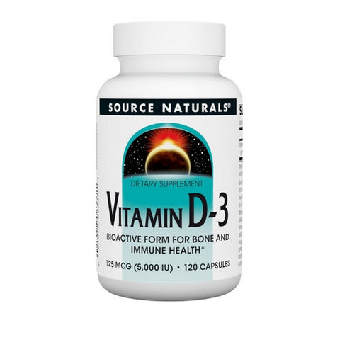 Source Naturals, Vitamin D-3, 5000 IU, 120 Caps Source Naturals