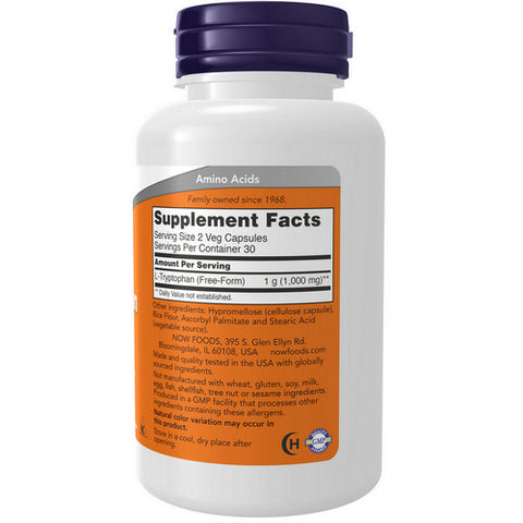 Now Foods, L-Tryptophan, 500 mg, 60 Vcaps Now Foods