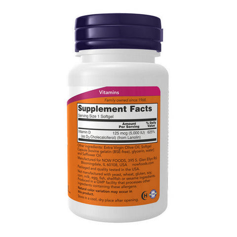 Now Foods, Vitamin D3, 5000 IU, 120 softgels Now Foods