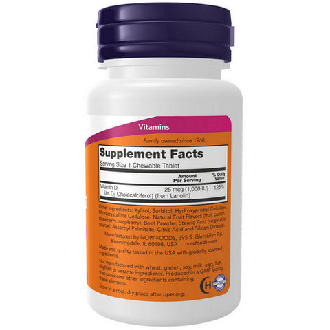 Now Foods, Vitamin D-3, 1000 IU, 180 Chewables Now Foods