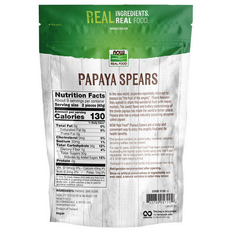 Now Foods, Papaya Spears Low Sugar, 12 oz Now Foods