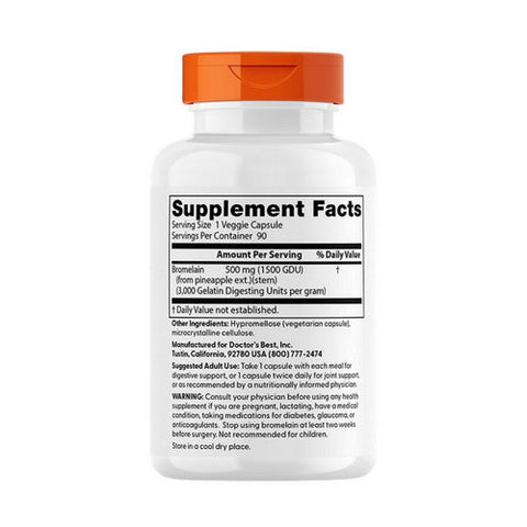 Doctors Best, High Potency Bromelain, 500 Mg, 90 Veggie Caps Doctors Best