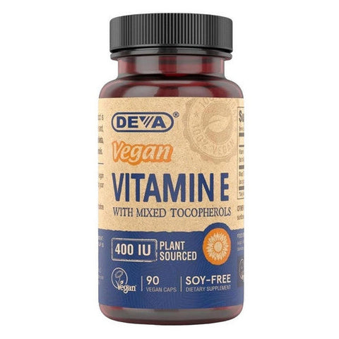 Deva Vegan Vitamins, Vegan Vitamin E With Mixed Tocopherols, 400 IU, 90 Veg Caps Deva Vegan Vitamins