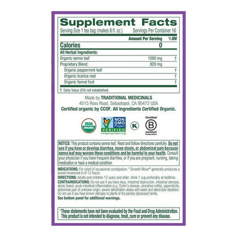 Traditional Medicinals, Smooth Move Peppermint Tea, 16 bags