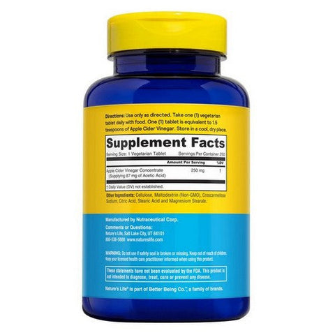 Nature's Life, Apple Cider Vinegar, 250 mg, 250 tabs Nature's Life