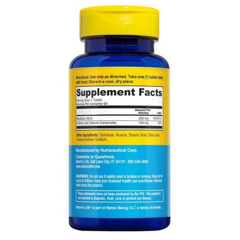 Nature's Life, Vitamin B-2, 250 mg, 50 tabs Nature's Life