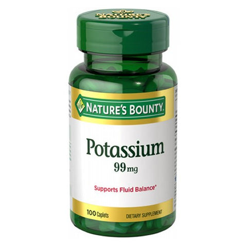 Nature's Bounty, Potassium, 99 mg, 100 Caplets Nature's Bounty
