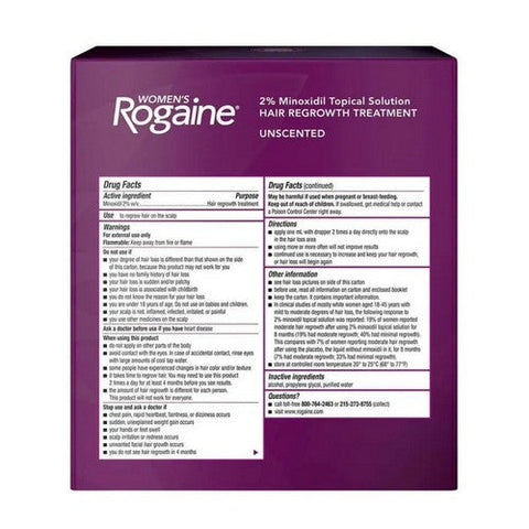 Rogaine, Women'S 2% Minoxidil Hair Regrowth Treatment Topical Solution Unscented, 2 Oz