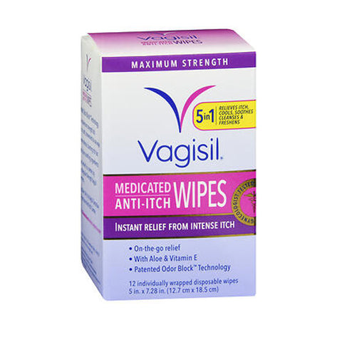 Vagisil, Anti-Itch Medicated Wipes Maximum Strength, 12 each Vagisil