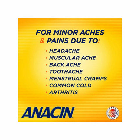 Anacin, Pain Relief Aspirin Tablets, 100 tabs Anacin