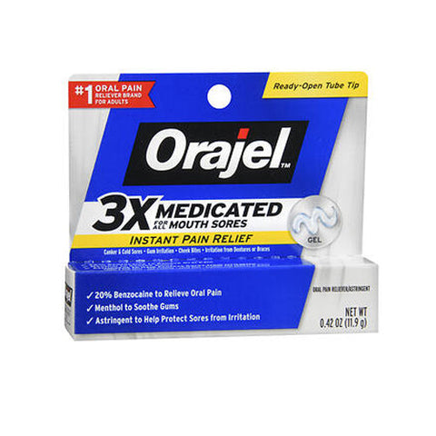 Orajel, 3X Medicated Mouth Sores Gel Extra Strength, 0.42 Oz Orajel