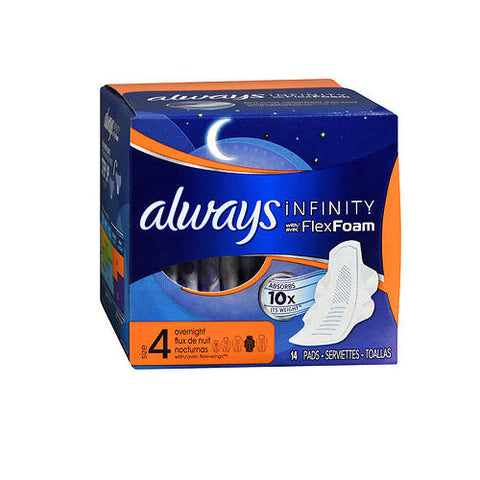 Always Discreet, Always Infinity Overnight Pads With Wings, 14 each Always Discreet