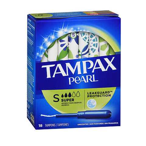 Tampax, Pearl Tampons With Plastic Applicators Super Absorbency, Unscented 18 each Tampax